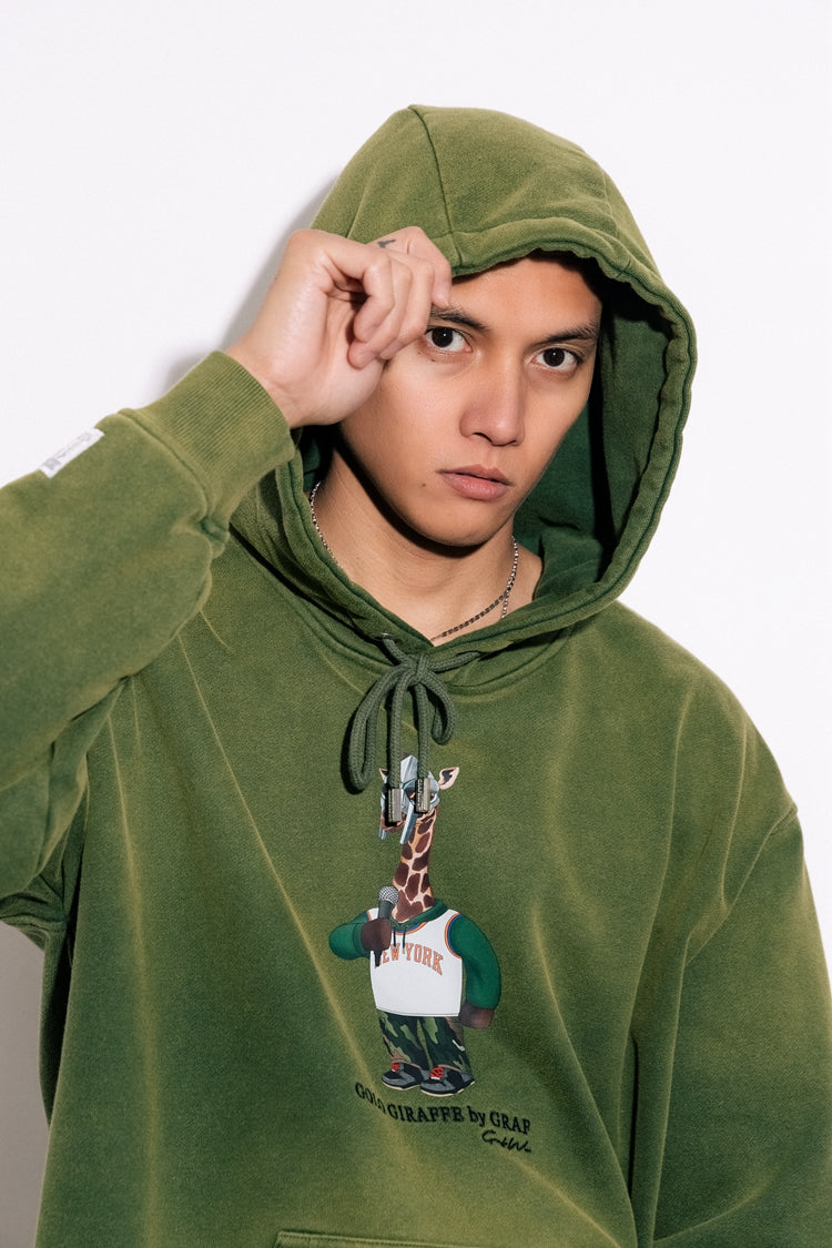 GRAF&WU Fashion Distressed Washed Fade Hoodie