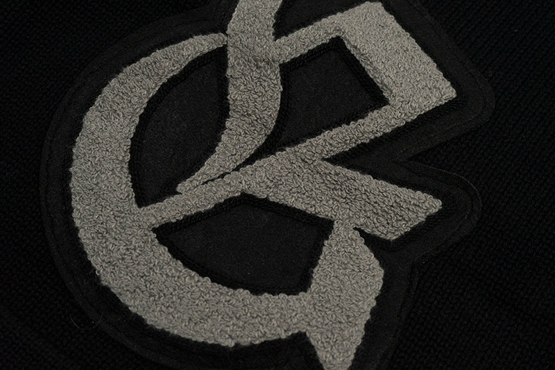 GRAF&WU Embroidered Badge Vintage Shawl Collar Knitted Sweater