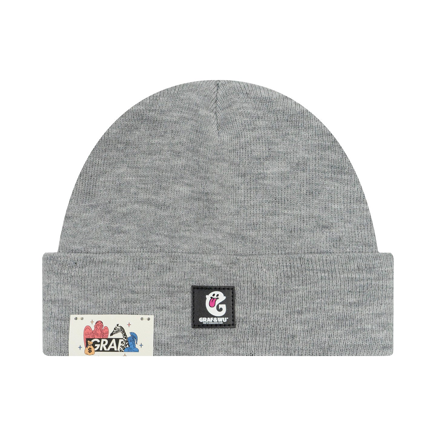 GRAF&WU Cute Ghost G Letter Leather Label Knitted Beanie