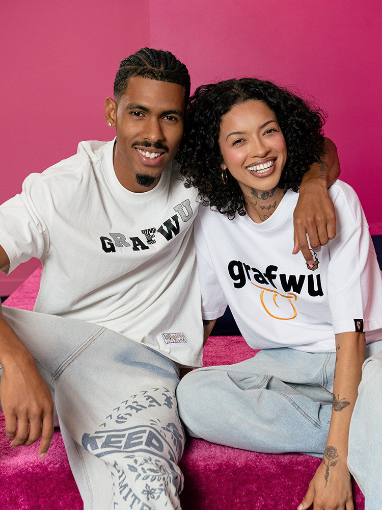 GRAF&WU Simple Letter Graphic Cotton T-shirt