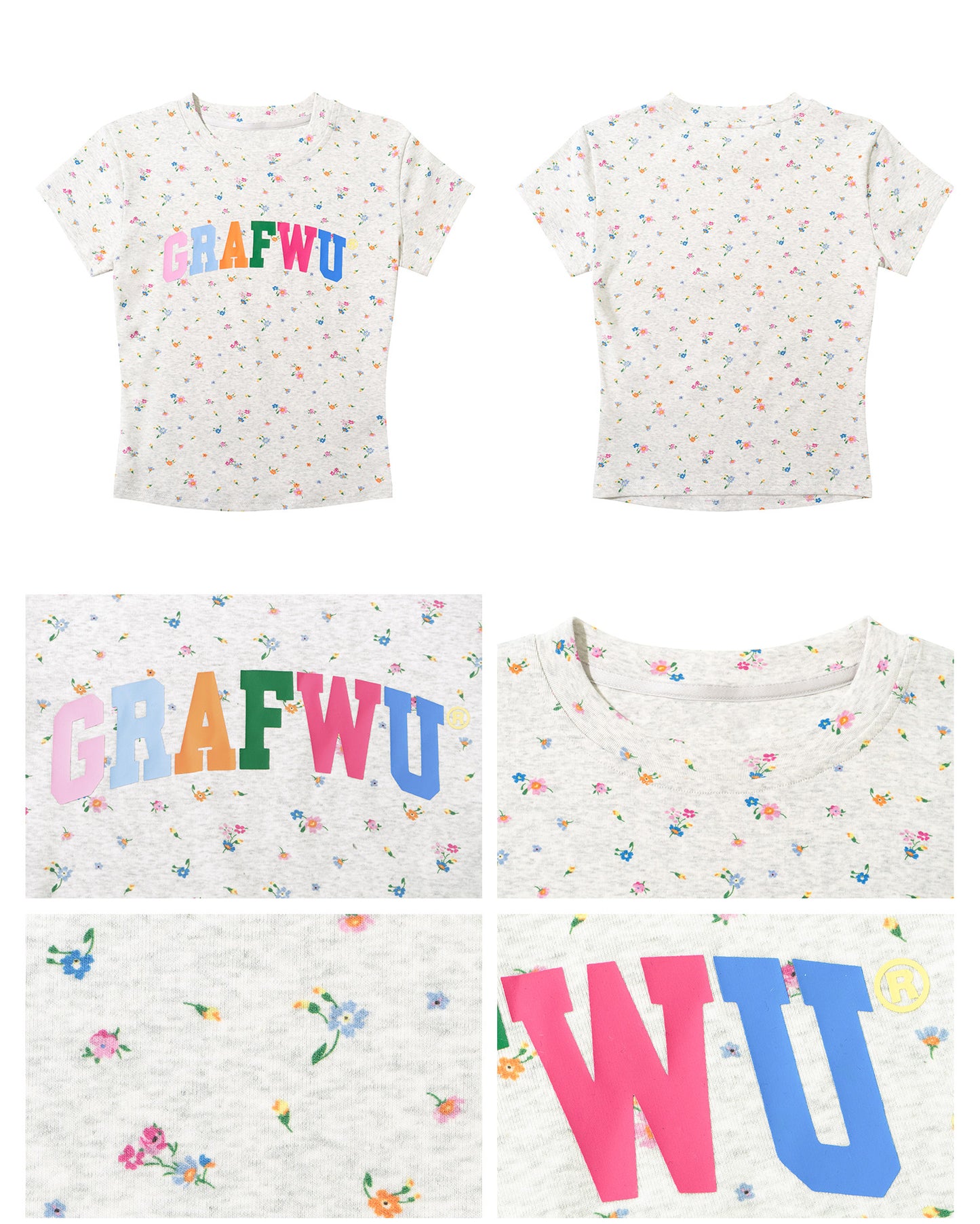 GRAF&WU Mini Floral Leopard Camouflage Print Cotton T-shirt