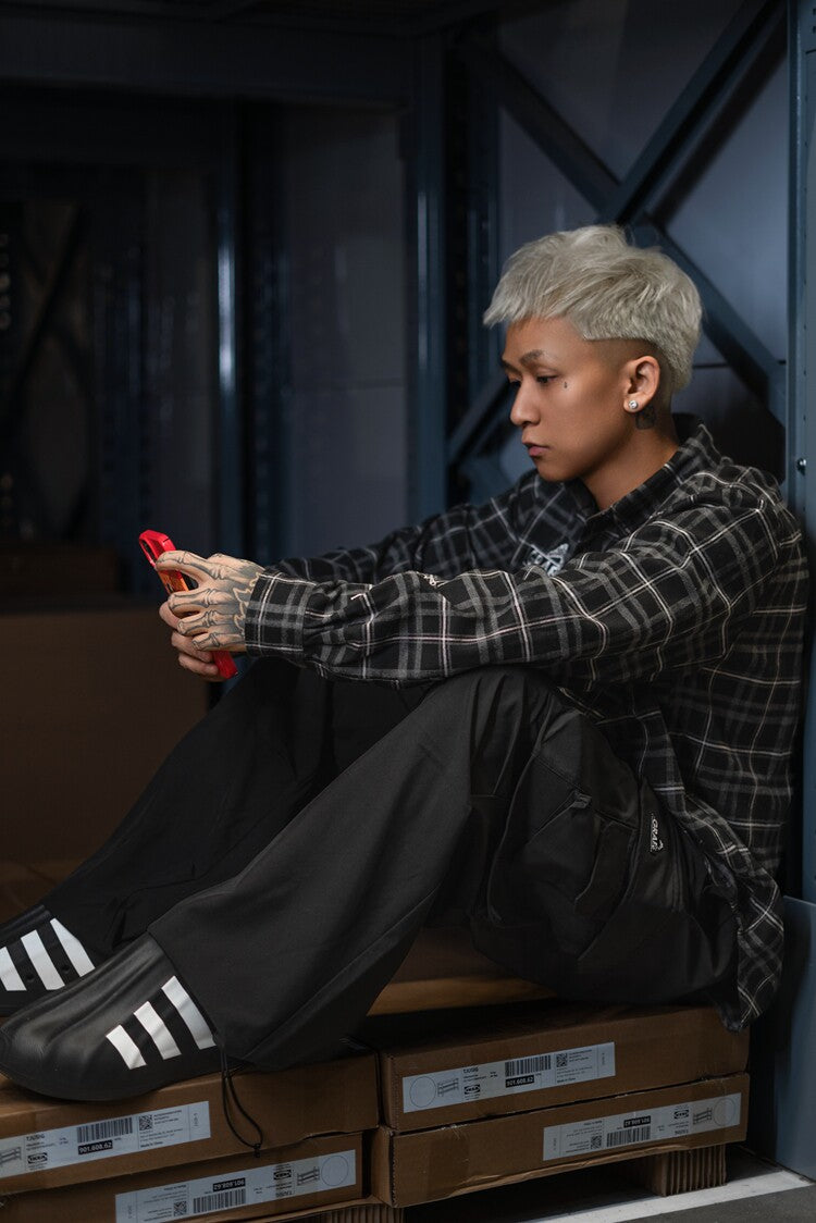 GRAF&WU Brand Giraffe Embroidery Plaid Loose Thin Shirt