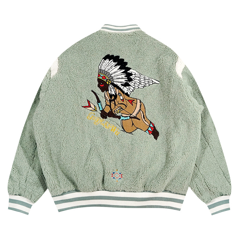 GRAF&WU Vintage Archery Angel Deer Totem Fleece Jacket