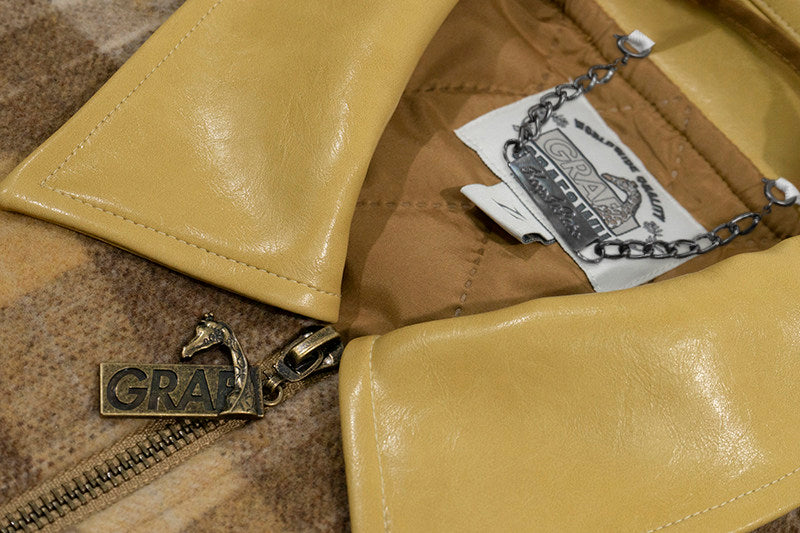 GRAF&WU Leather Collar Luxury Wool Retro Plaid Detroit Jacket