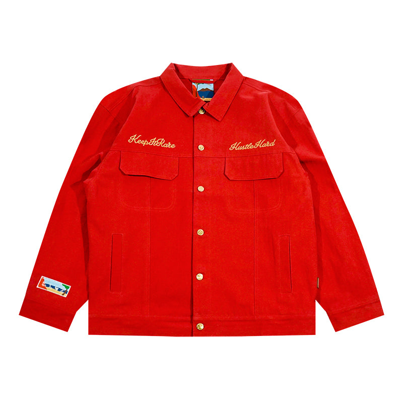 GRAF&WU Brand Letter Gold Thread Eembroidery Workwear Jacket Coat