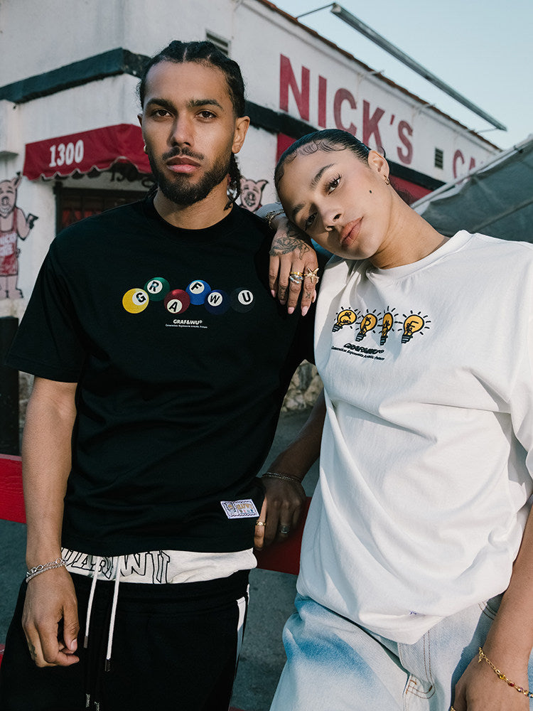 GRAF&WU Colorful Billiards Element Printed Streetwear T-shirt