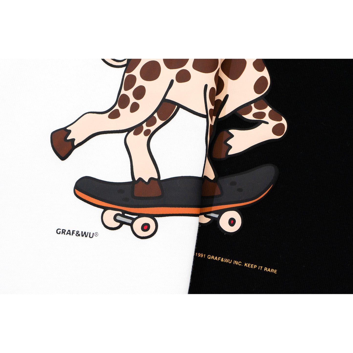 GRAF&WU Street Skateboard Cartoon Star Giraffe Art Boxy Fit T-shirt