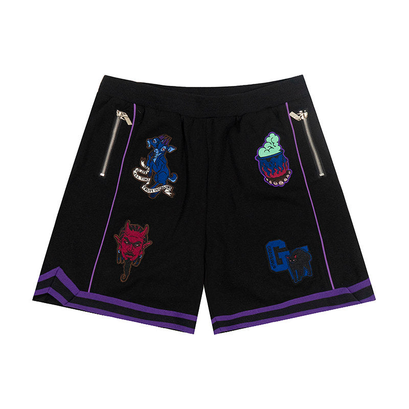 GRAF&WU Devil Two-Headed Sheep Embroidered Basketball Shorts