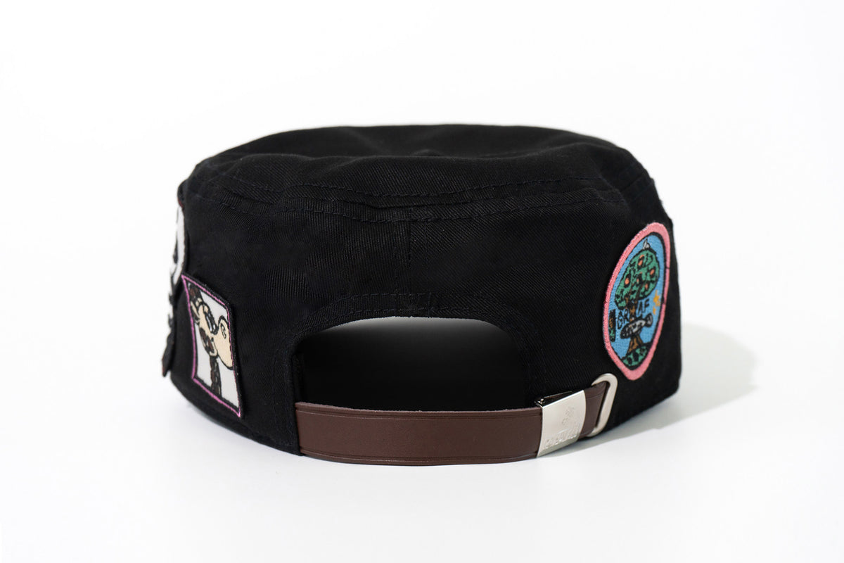 GRAF&WU Cute Patchwork Embroidered Ghost Street Flat Top Camp Cap