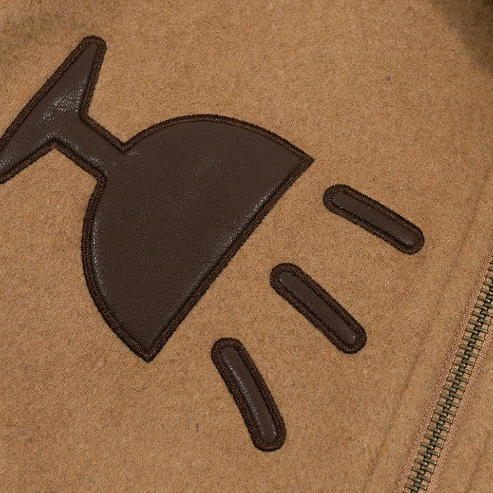 GRAF&WU Red Wine Glass Star Pattern Wool Collar Bomber Jacket