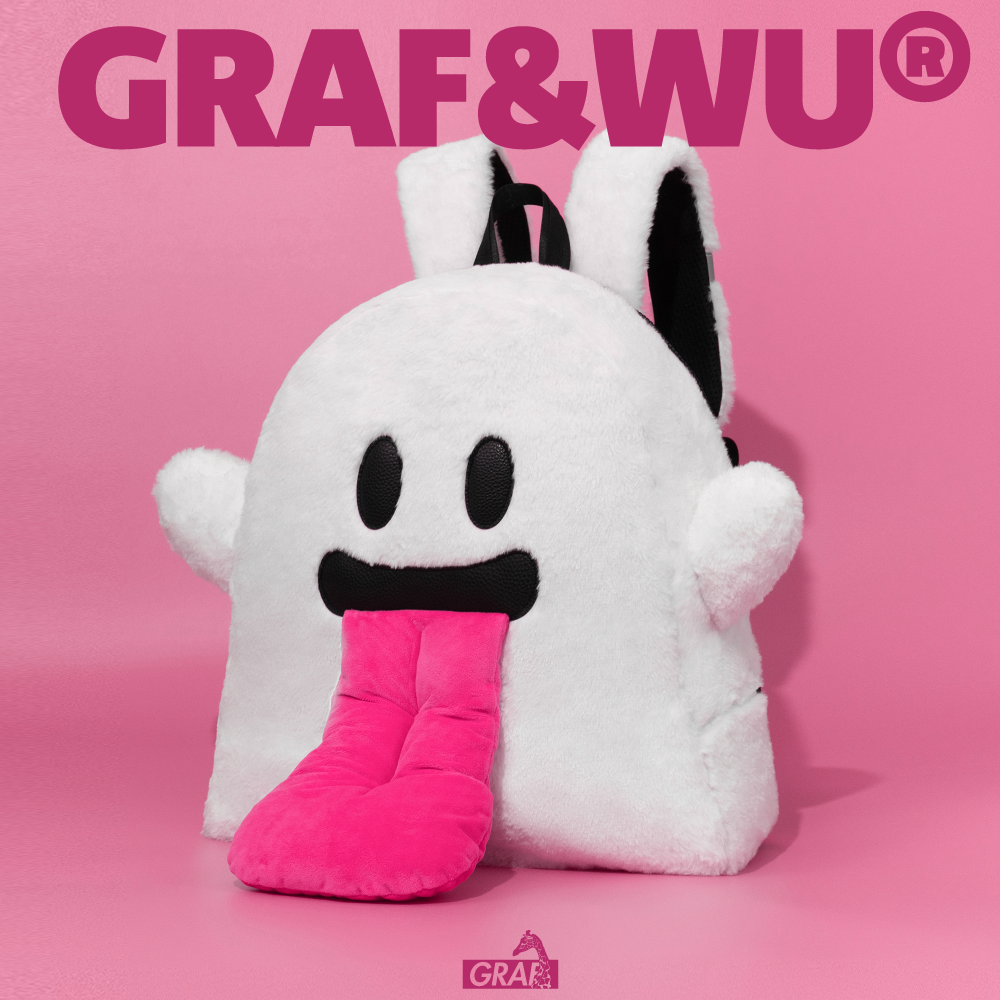 GRAF&WU Cute Ghost Plush Backpack 3D Tongue Cartoon Ghost Streetwear Bag Y2K Aesthetic