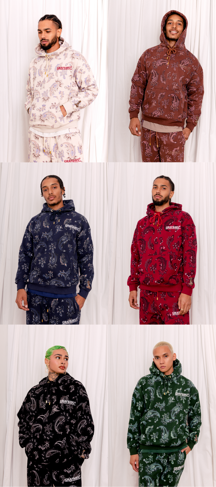 GRAF&WU Paisley 2.0 Illustrated Art Printed Fleece Hoodie