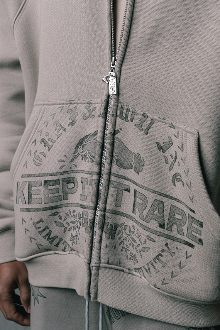 GRAF&WU Vintage AK47 Angel Barn Thick Fleece Zip-up Hoodie