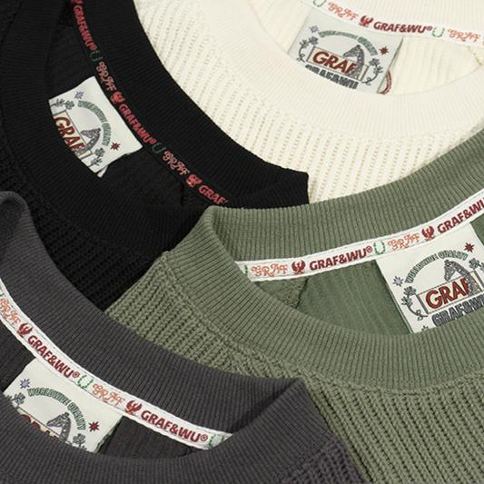 GRAF&WU Brand Embroidered Logo Knitted Long-sleeved Shirt