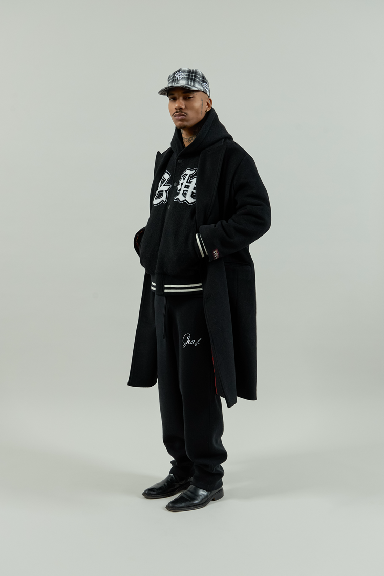 GRAF&WU Embroidered Wool Blend Thick Coat Baseball Jacket