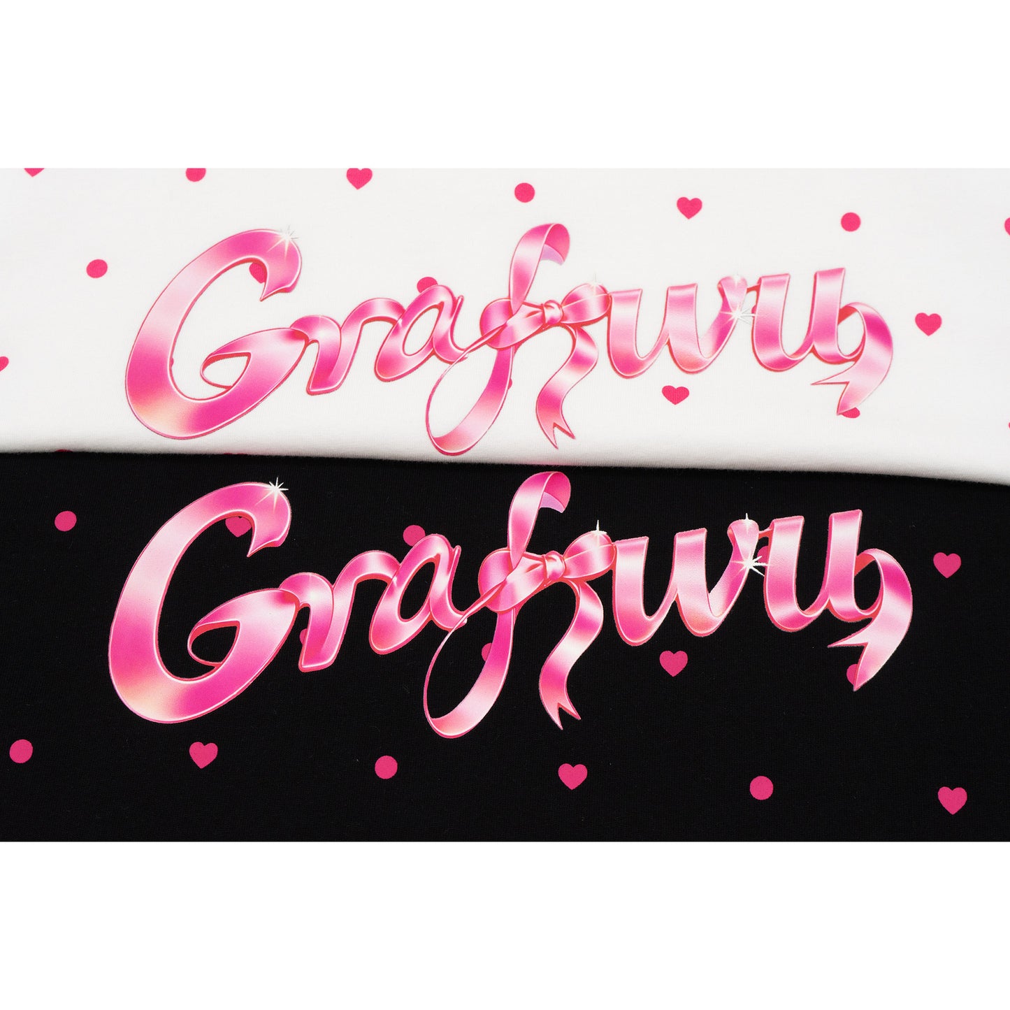 GRAF&WU Pink Ribbon Letter Mini Heart Polka Dot Cozy T-shirt