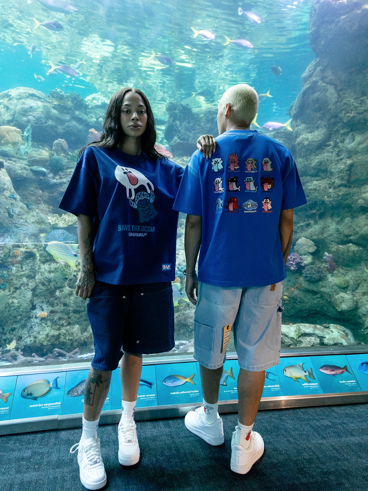 GRAF&WU 12 Ocean Cute Ghost Character Embroidered T-Shirts
