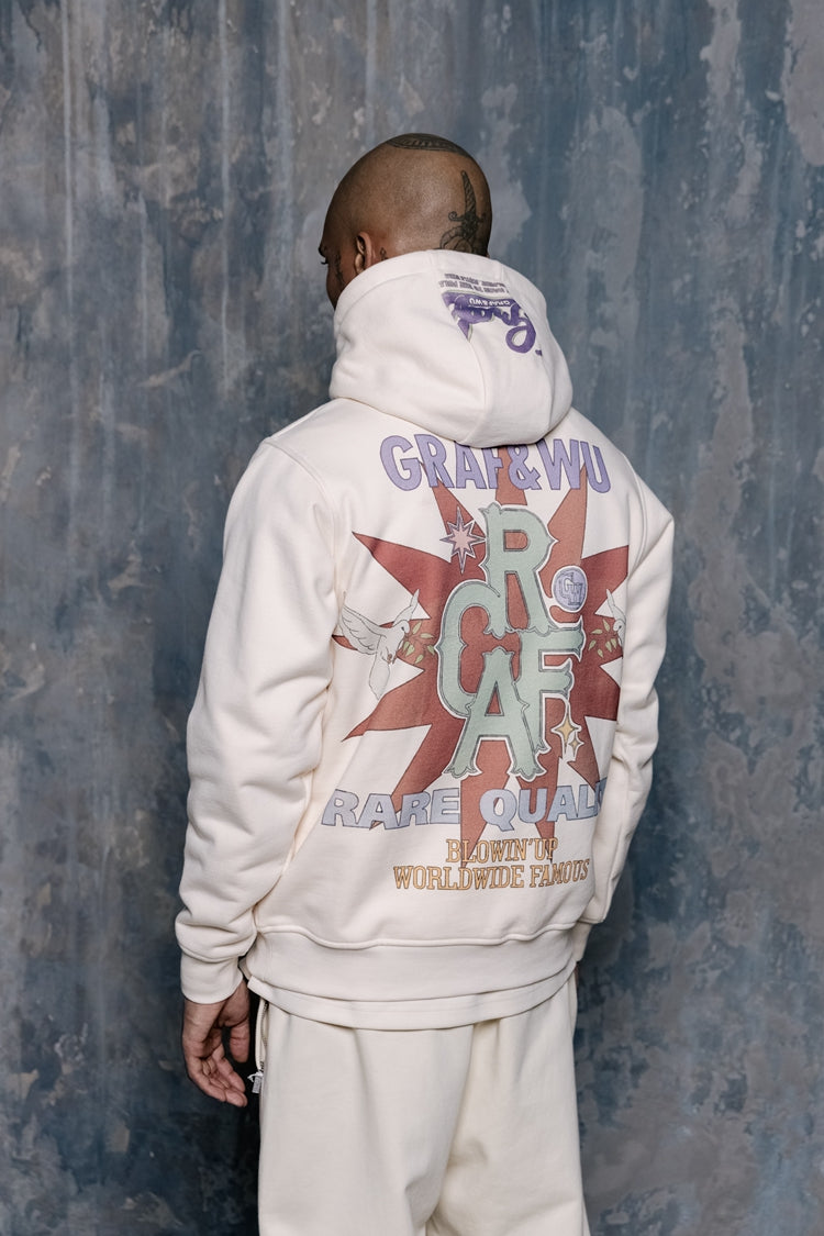 GRAF&WU Peace Dove Giraffe Flower Brass Button Fleece Hoodie