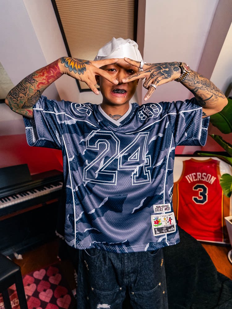 GRAF&WU No.24 Embroidered Mesh Street Camouflage Loose Short-sleeved Jersey