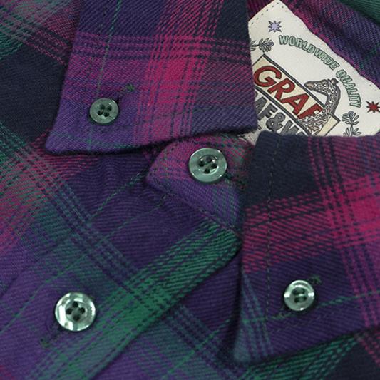 GRAF&WU Plaid Angel Football Embroidery Street Loose Brushed Shirt