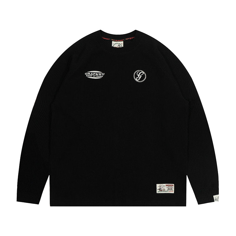 GRAF&WU Brand Embroidered Logo Knitted Long-sleeved Shirt