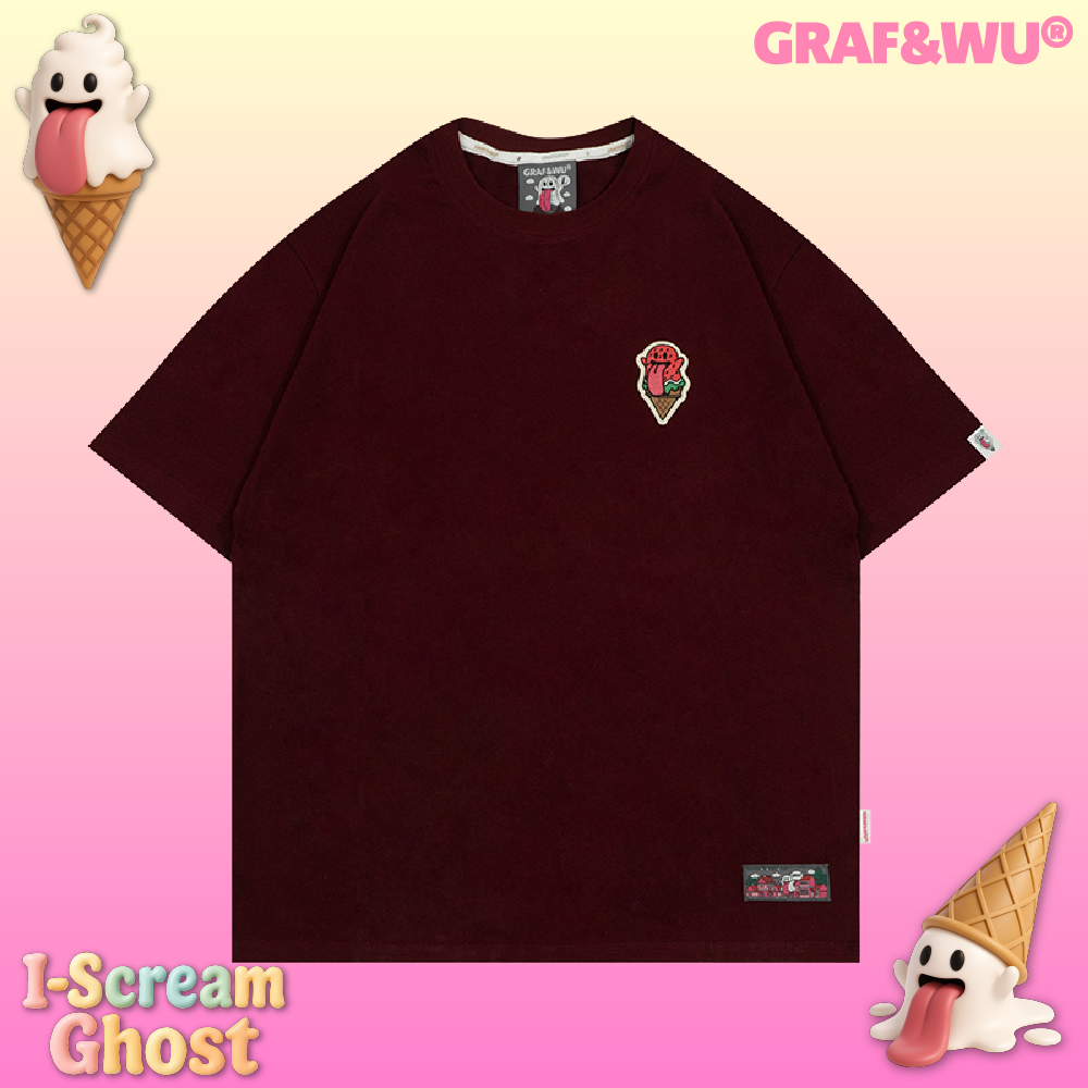 GRAF&WU T-Shirts Ice Cream Cute Ghost T-Shirt Fashion Cotton Short-Sleeved Men Women Casual Short Sleeve Summer T-Shirts For Ice Cream Lovers