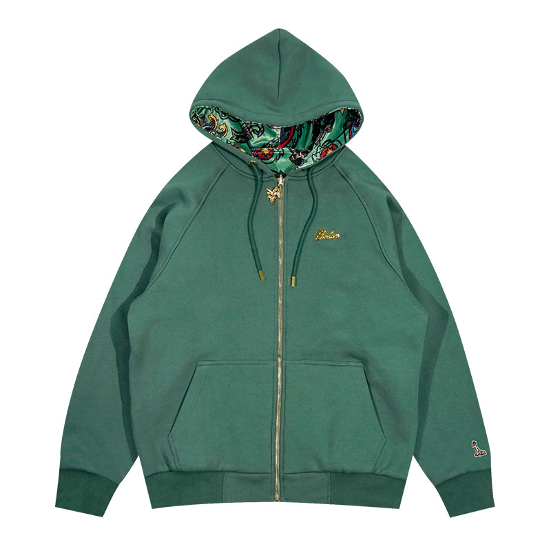 GRAF&WU Paisley Velvet Reversible Thick Pullover Hoodie