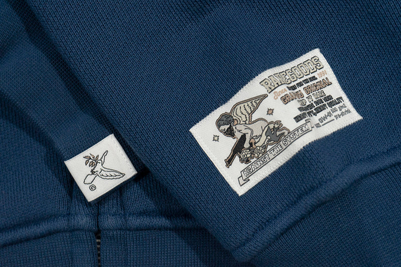 GRAF&WU Zip-up Hoodie Metal Deer Emblem Thick Fleece Cardigan