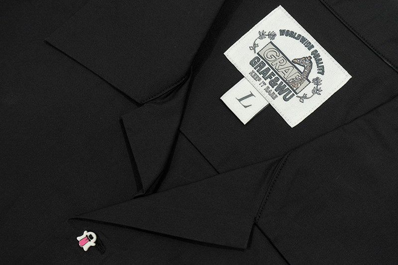 GRAF&WU Fun Button Embroidered Patch Vacation Polo T-shirt