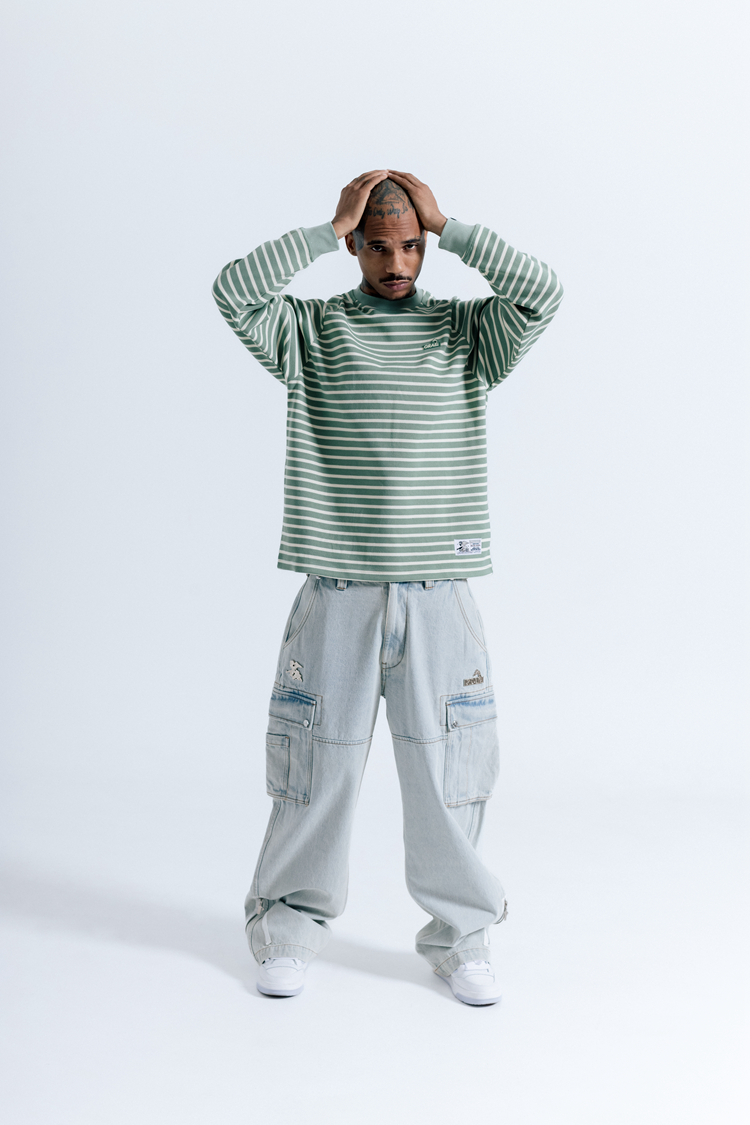 GRAF& WU Metal Giraffe Logo Streetwear Striped Long-Sleeve Shirt