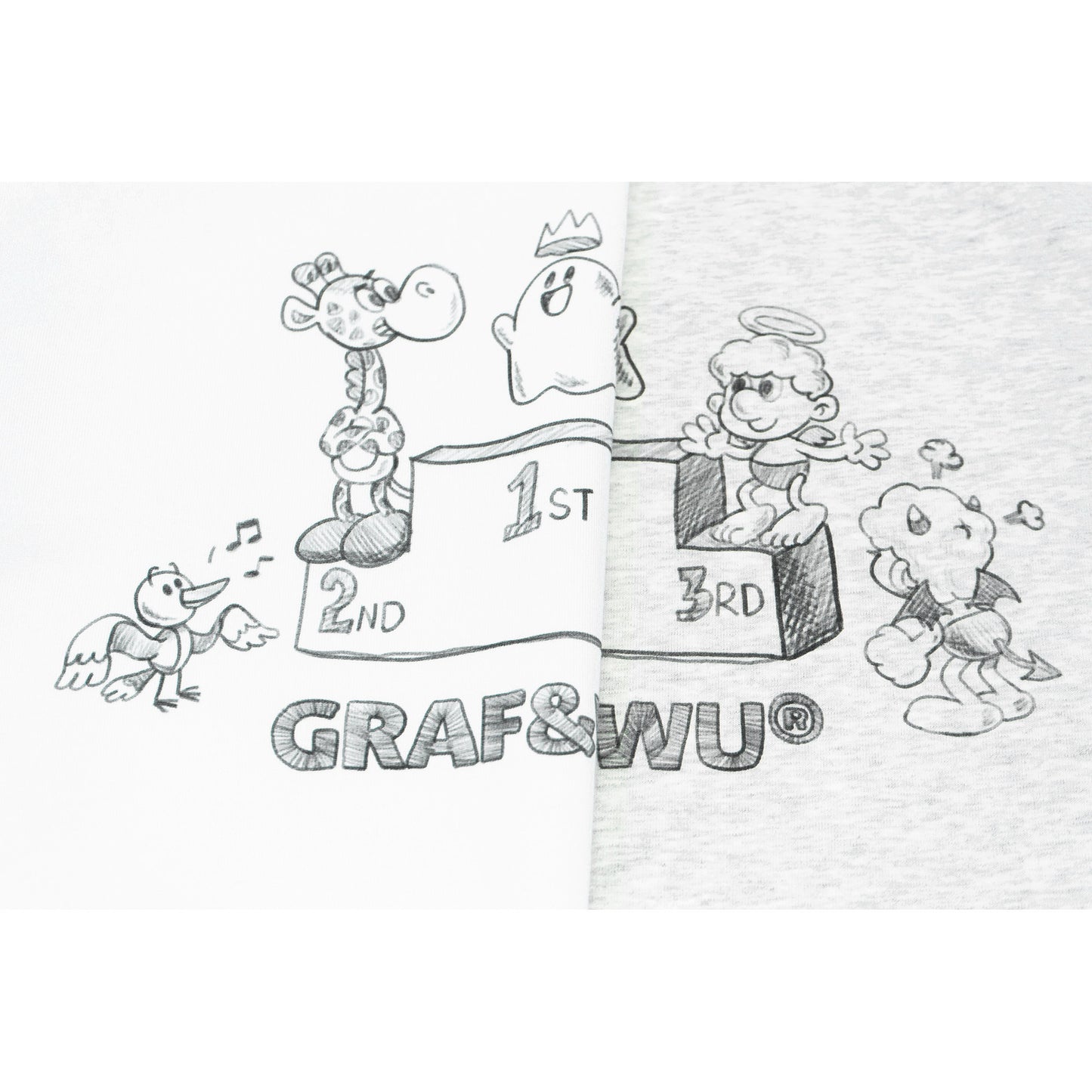 GRAF&WU IP Popularity Award Podium Cute Ghost Pencil Drawing T-shirt