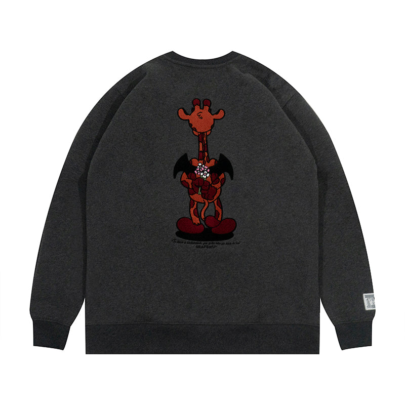 GRAF&WU Love Hate Angels Demons Giraffe Fleece Sweatshirt