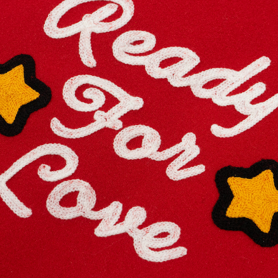 GRAF&WU Sleep Cow Cat Graphic University Leather Sleeve Varsity Jacket