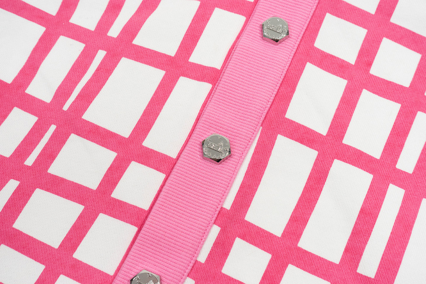 GRAF&WU Pink Irregular plaid Terry Cloth Cardigans