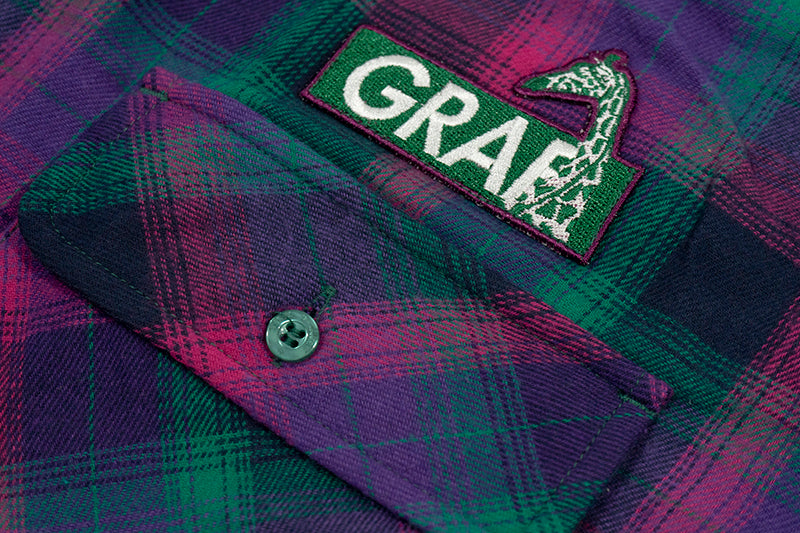 GRAF&WU Plaid Angel Football Embroidery Street Loose Brushed Shirt