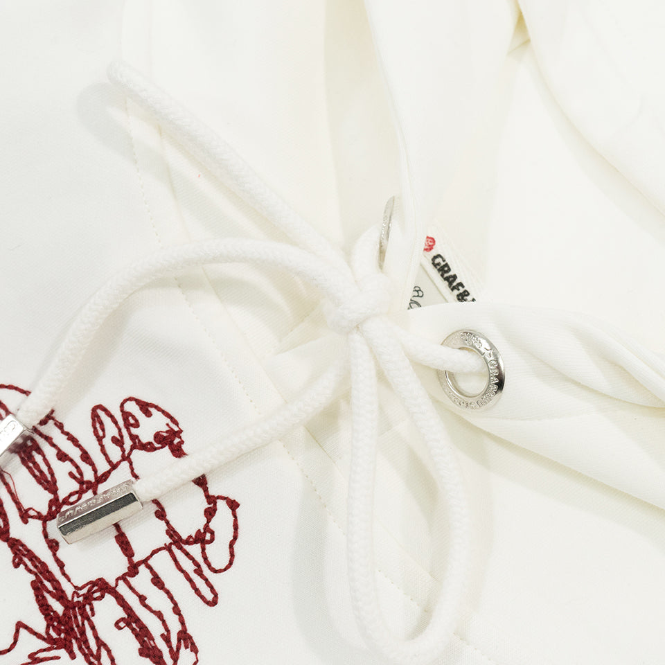 GRAF&WU Skeleton Rib Cage Embroidery Oversized Streetwear Hoodie