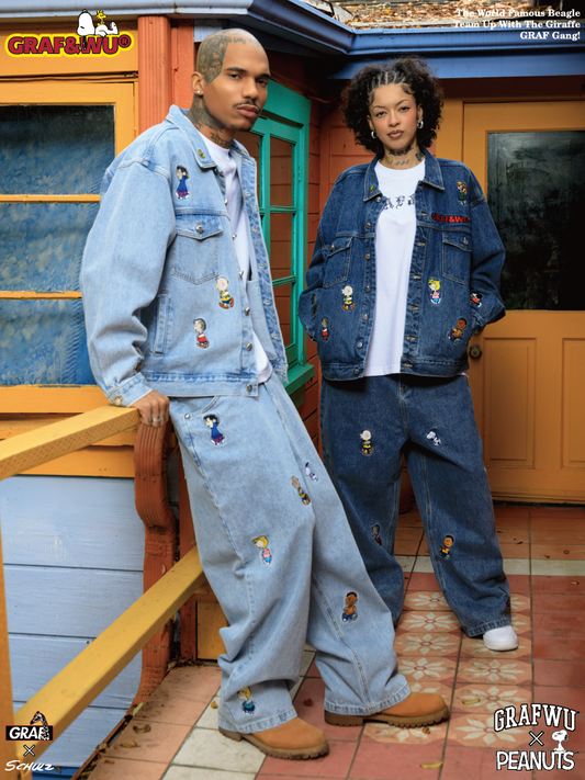 GRAF X Peanuts Embroidered Baggy Fit Denim Trousers