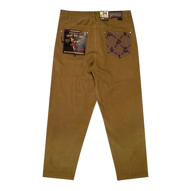 GRAF&WU Fashion Spliced Canvas Workwear Loose Trousers