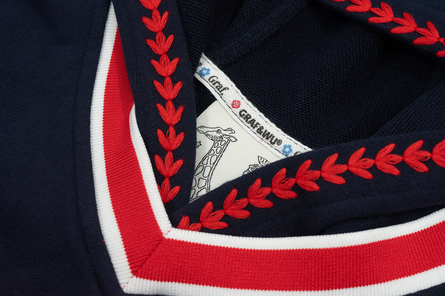 GRAF&WU Handmade Embroidered Baseball Man Layered-style Hoodie