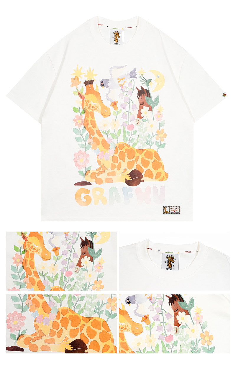 GRAF&WU Giraffe Fable Calling A Deer A Horse Cool Touch Fabric T-shirt