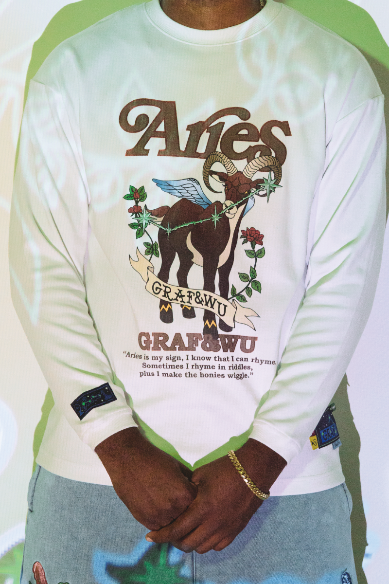 GRAF&WU 12 Signs Rap Lyrics Embroidery Print Long-sleeved Shirt