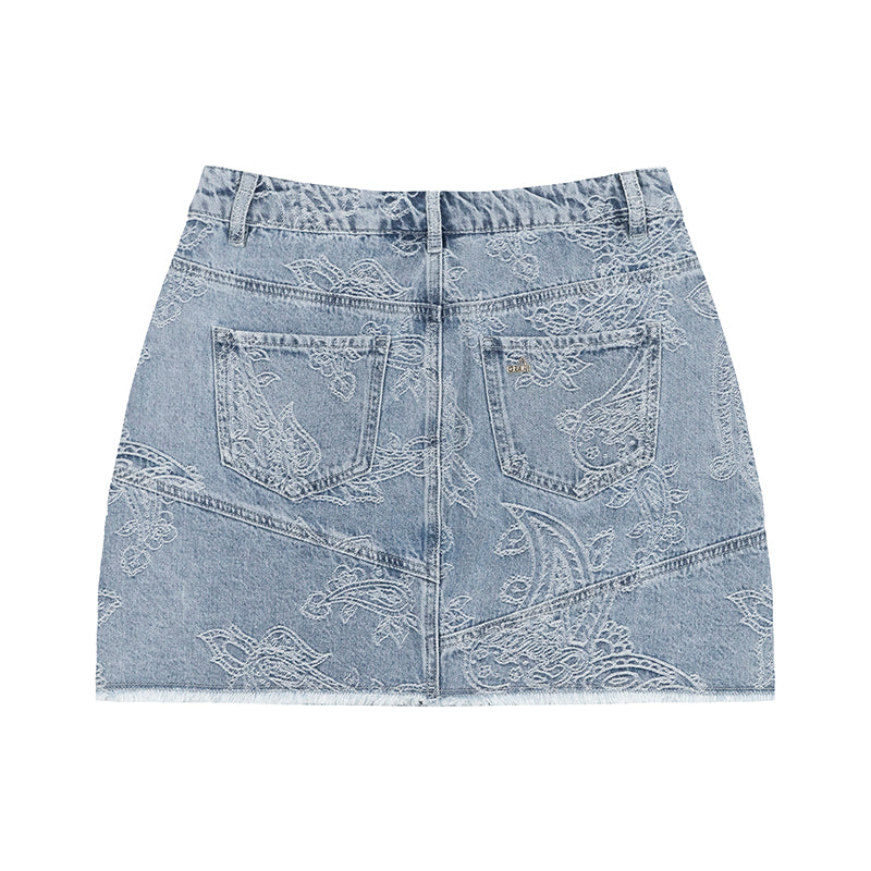 GRAFWU Jacquard Denim Mini Skirt