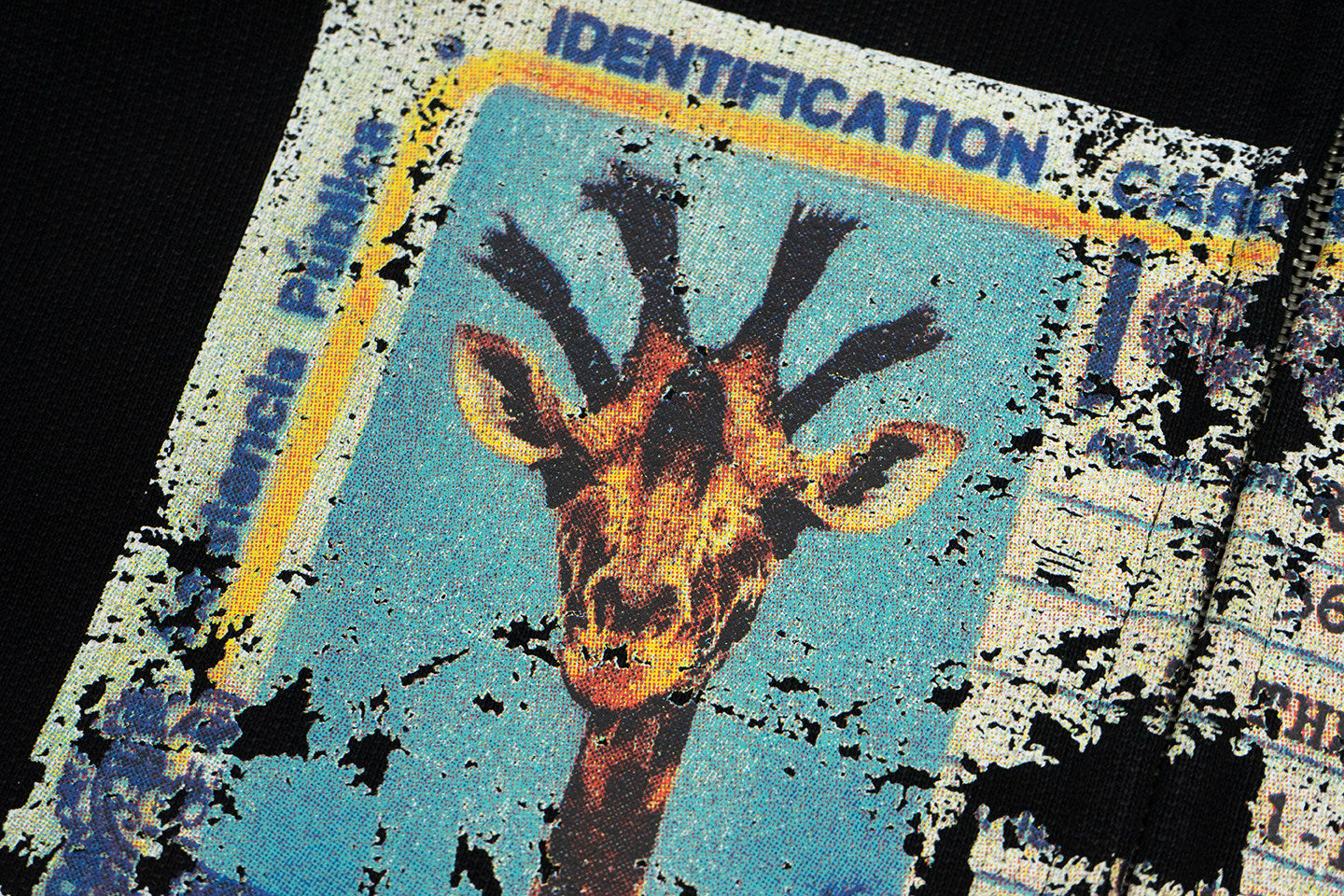 GRAF&WU Tribute Old Dreads ID Giraffe Themed Frayed Vintage Hoodie