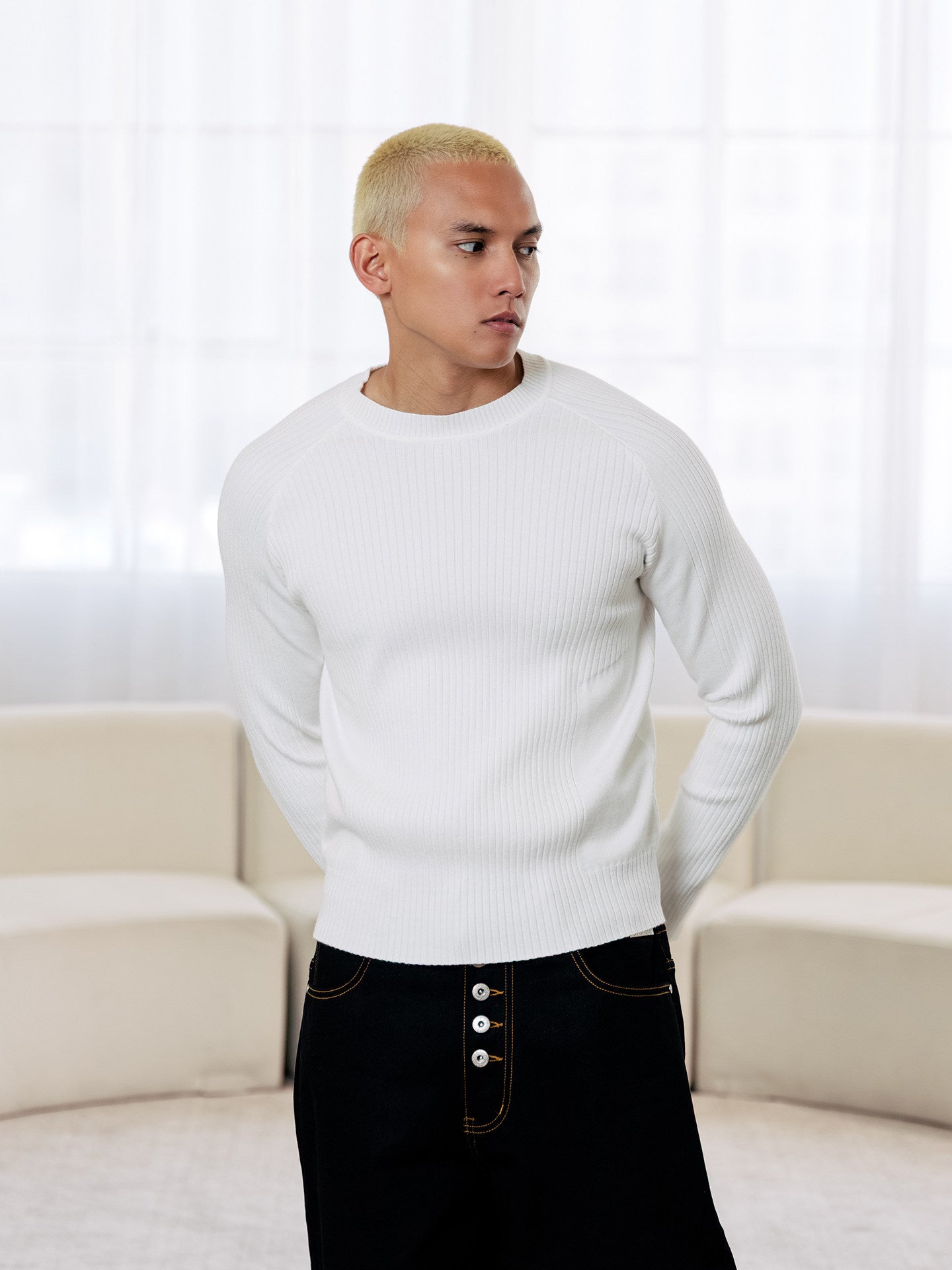 GRAF&WU Slim-fit Chunky Ribbed Patchwork Base Sweater