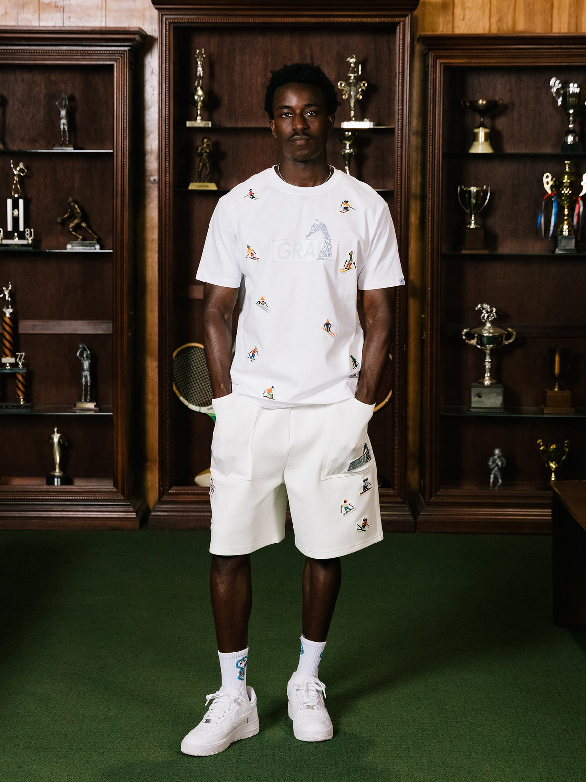GRAF&WU Mini Athletic Giraffe Embroidered Shorts