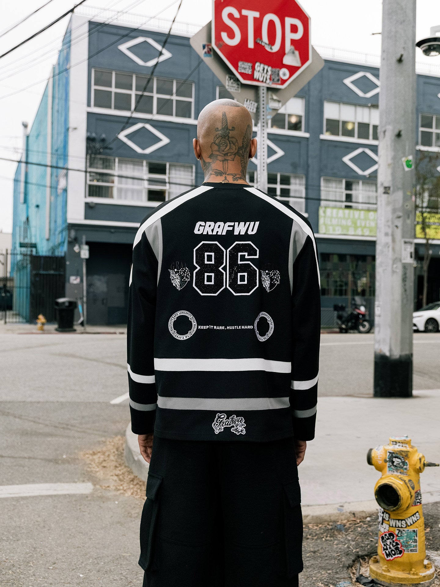 GRAF&WU Urban Gangsta Long Sleeve Shirt Giraffe Angel Thick Ice Hockey Jersey