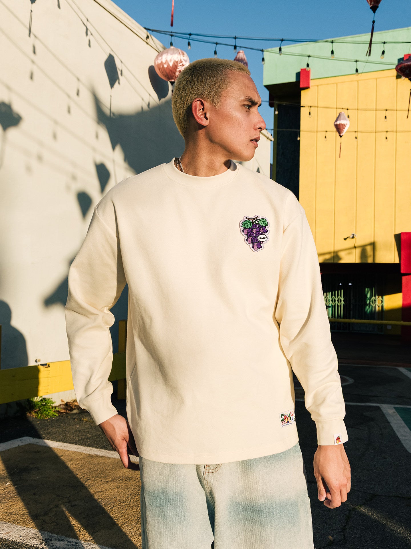 GRAF&WU Fruit Party 12 Fruit Cute Ghosts Embroidery Long-sleeves Shirt