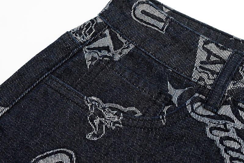 GRAFWU Jacquard Denim Mini Skirt