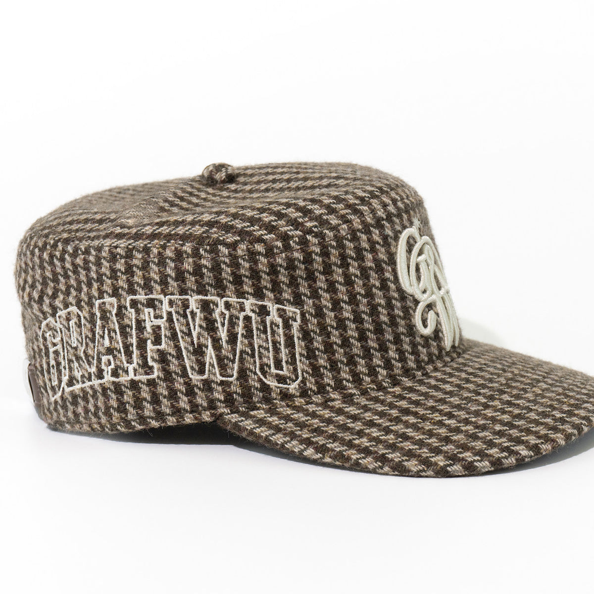 GRAF&WU Houndstooth Design Green Plant Embroidery Streetwear Cap