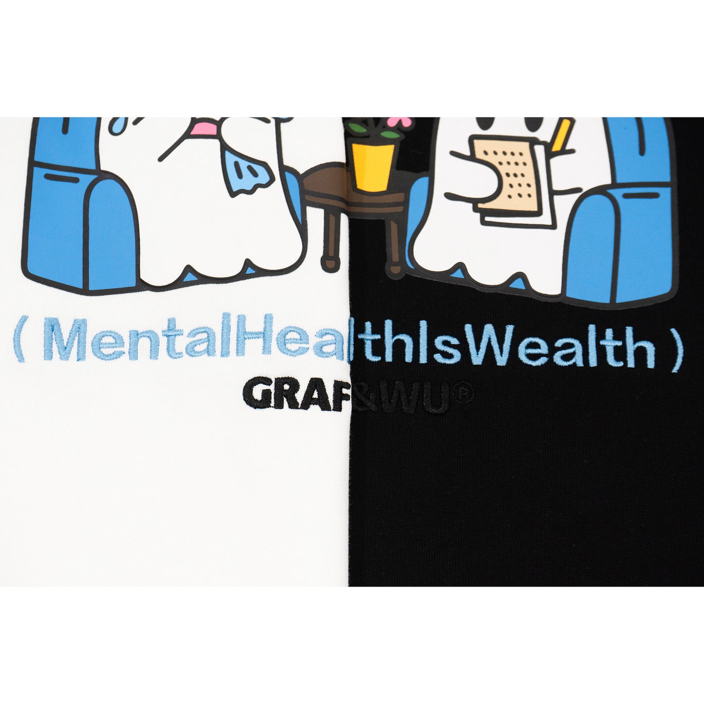 GRAF&WU Hug Feelings Psychological Counseling Cute Ghost T-shirt